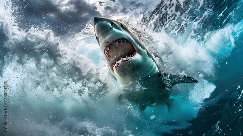 Great White Shark Breach - The Power of Ocean Predators - Nature's Drama in Action © Ziyan