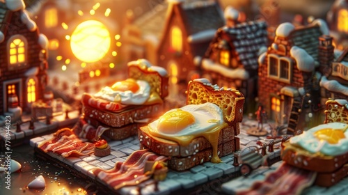 Breakfast-Themed Whimsical Town Square