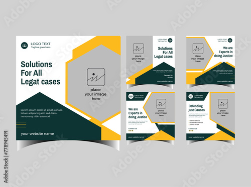 Vector flat design law firm instagram posts template