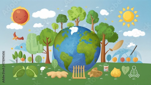Kids drawing in watercolor, save our planet.