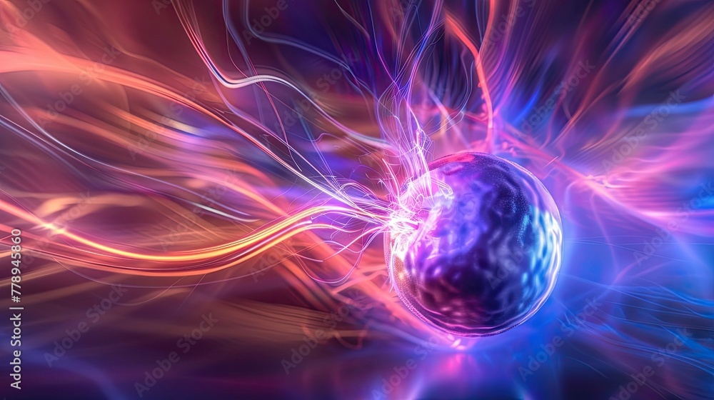 Electromagnetic Plasma Sphere - Purple and Blue Energy Field - Science Concept Electromagnetic Plasma Sphere - Purple and Blue Energy Field - Science Concept
