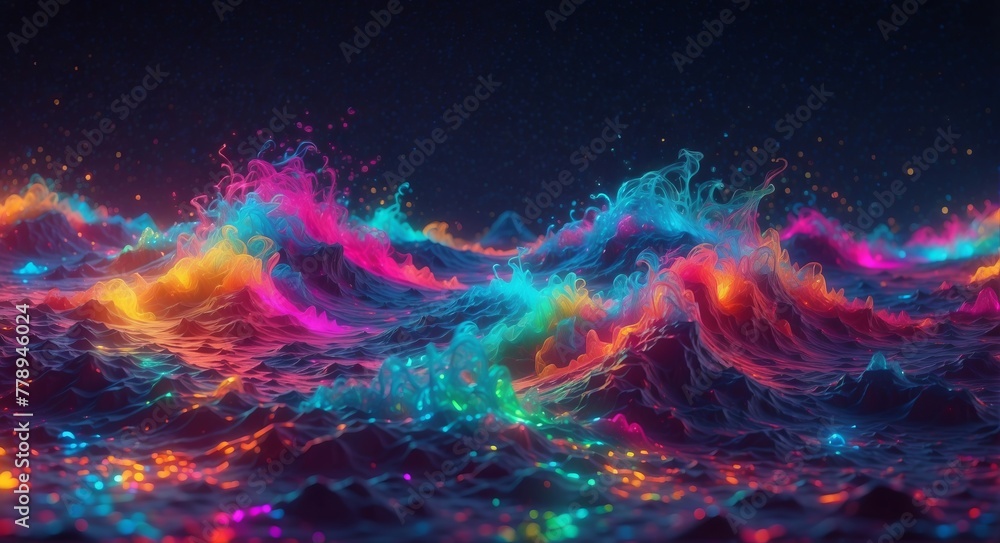 Abstract background with neon multicolored liquid