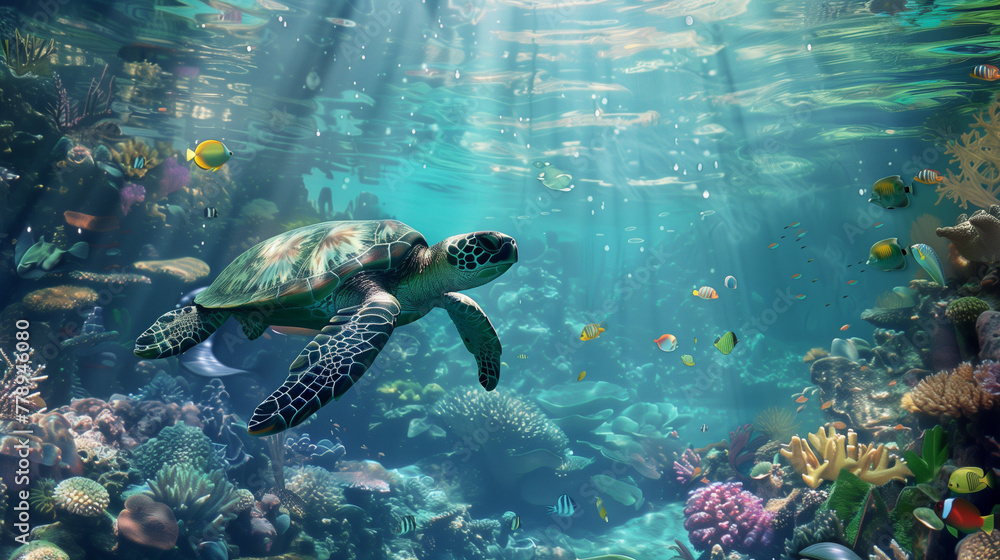 Fototapeta premium turtle swimming