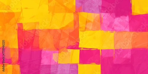 Magenta and yellow pastel colored simple geometric pattern, colorful expressionism with copy space background, child's drawing, sketch 