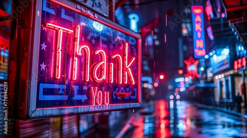 Neon Gratitude - Vibrant "Thank You" Sign at Night