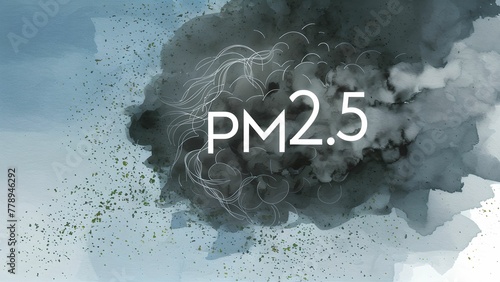 PM2.5 Pollution: Illustration of Black Smoke