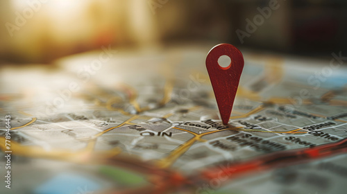 point rouge indiquant un nouvel emplacement sur une carte colorée, navigation, marqueur, destination, itinéraire, découverte photo