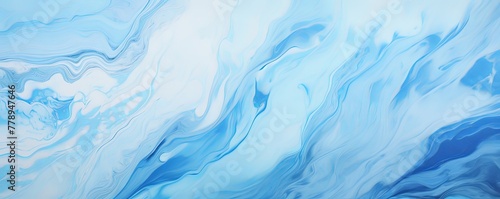 Sky Blue fluid art marbling paint textured background with copy space blank texture design