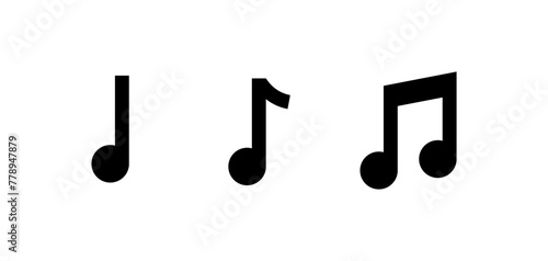 Music notes icons set. Musical notes. Silhouette style. Vector icons