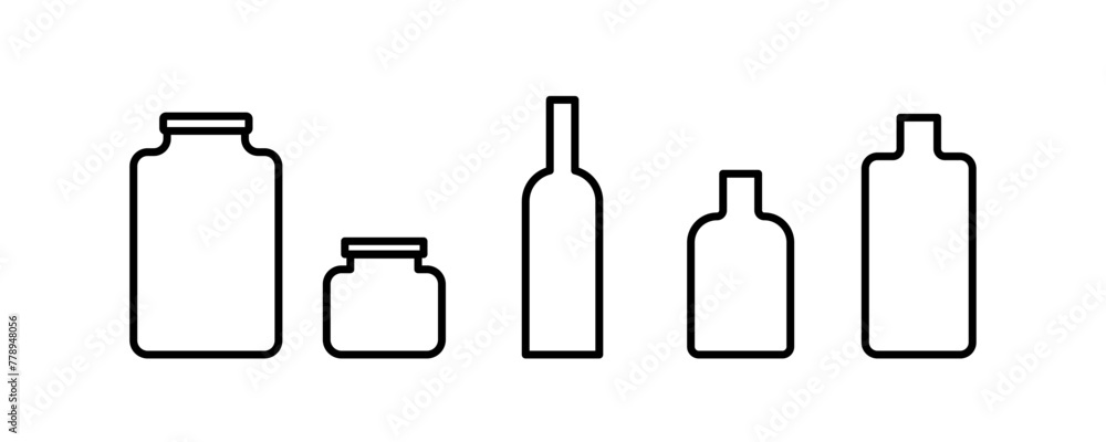 Bottle icons set. Linear style. Vector icons Bottle icons set. Linear style. Vector icons