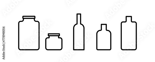 Bottle icons set. Linear style. Vector icons