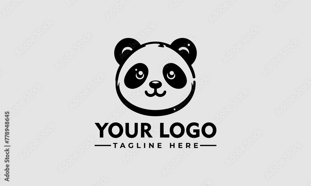 Fototapeta premium Panda vector logo vector Panda Minimalis logo for Small Business Branding Identity panda, animal, logo, red, vector, illustration, symbol, icon, design, isolated, sign, background, graphic, nature