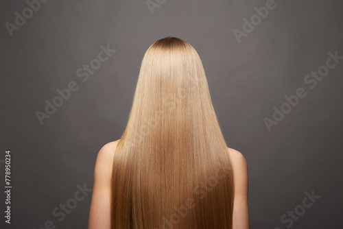 beautiful blond hair woman. Back of girl with Healthy hair