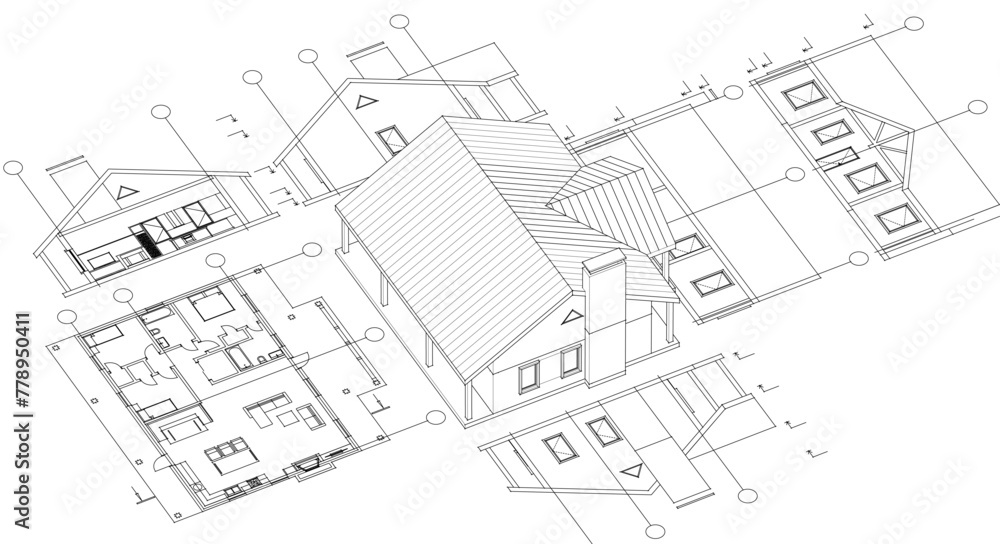 house project architectural sketch 3d