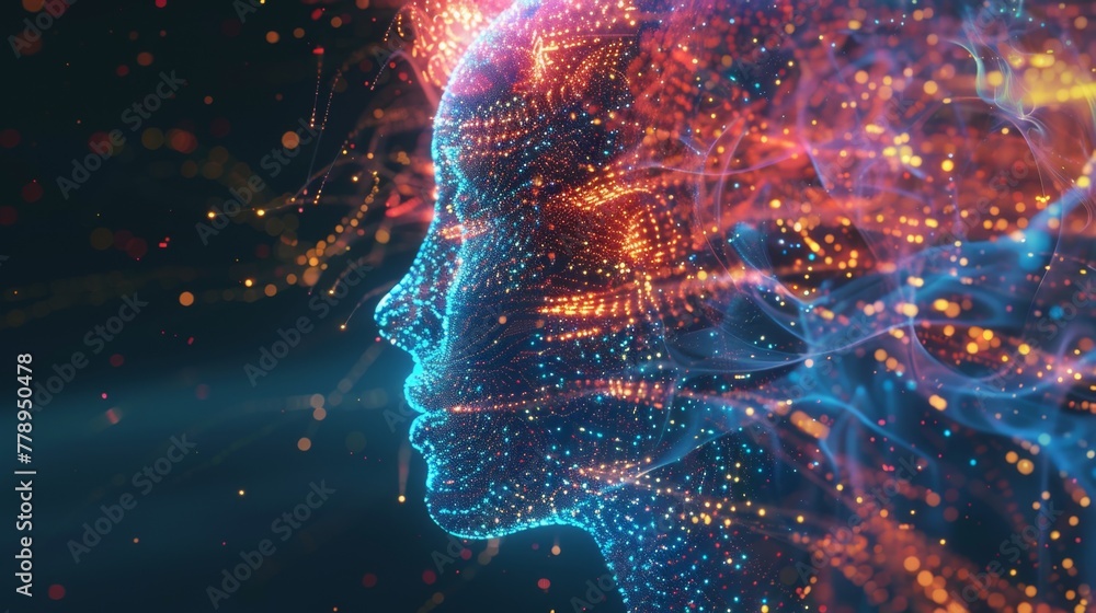 KSAbstract digital human head with glowing particles KSAbstract digital human head with glowing particles