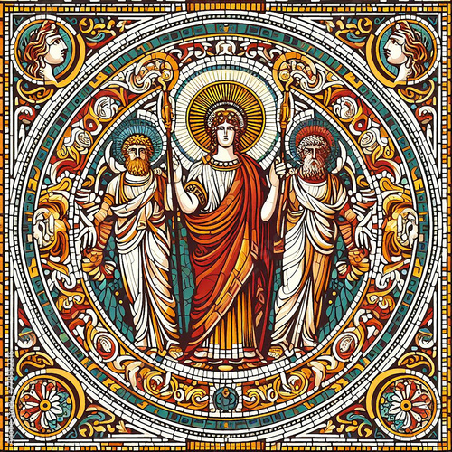 Ancient roman era mosaic illustration 