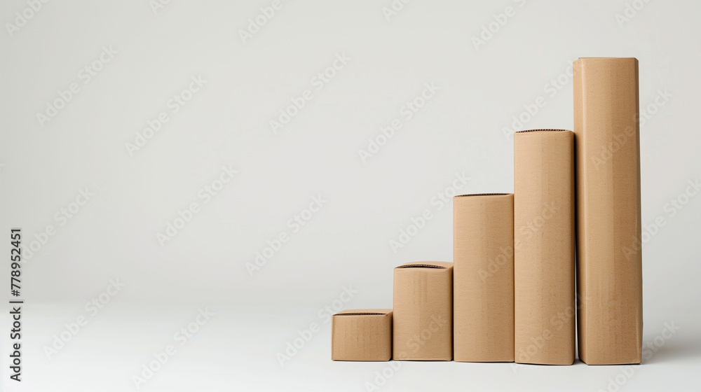 Cardboard Column Chart Showing Upward Trend in Sustainable Business Practices. Cardboard Column Chart Showing Upward Trend in Sustainable Business Practices.