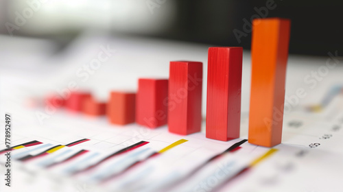 Colorful 3D Rising Column Chart Illustrating Growth and Success - Ideal for Financial and Market Analysis Presentations