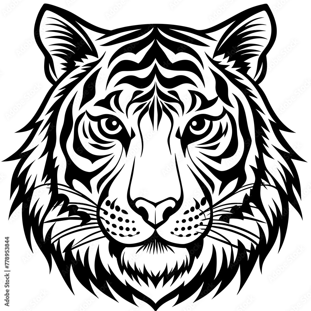 tiger head vector, black tiger face silhouette vector illustration,icon,svg,tigers characters,Holiday t shirt,Hand drawn trendy Vector illustration,lion on black background
