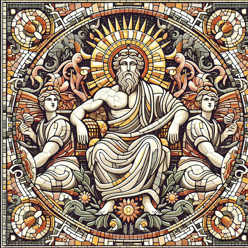 Ancient roman era mosaic illustration 