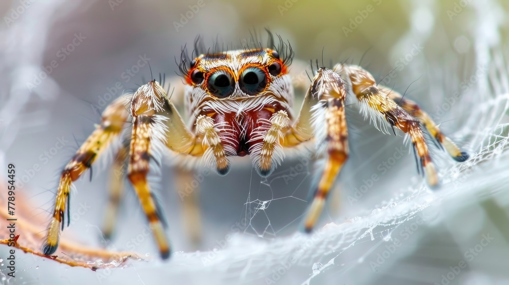 Jumping spider close up in nature. Jumping spider close up in nature.