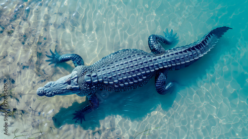 Majestic Alligator Floating in Crystal Clear Water