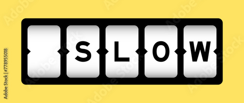 Black color in word slow on slot banner with yellow color background