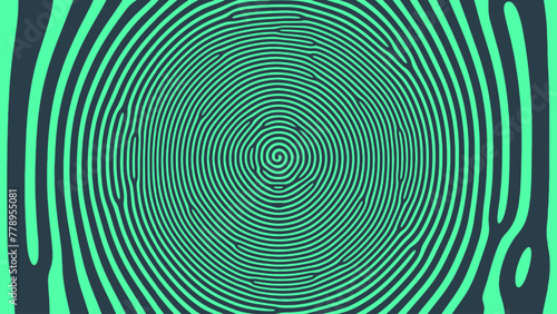 Mesmerize Spiral Psychedelic Art Vector Hypnotic Pattern Turquoise Abstract Background. Vortex Radial Structure Acid Trip Hallucination Effect Green Abstraction. Optic Illusion Crazy Illustration