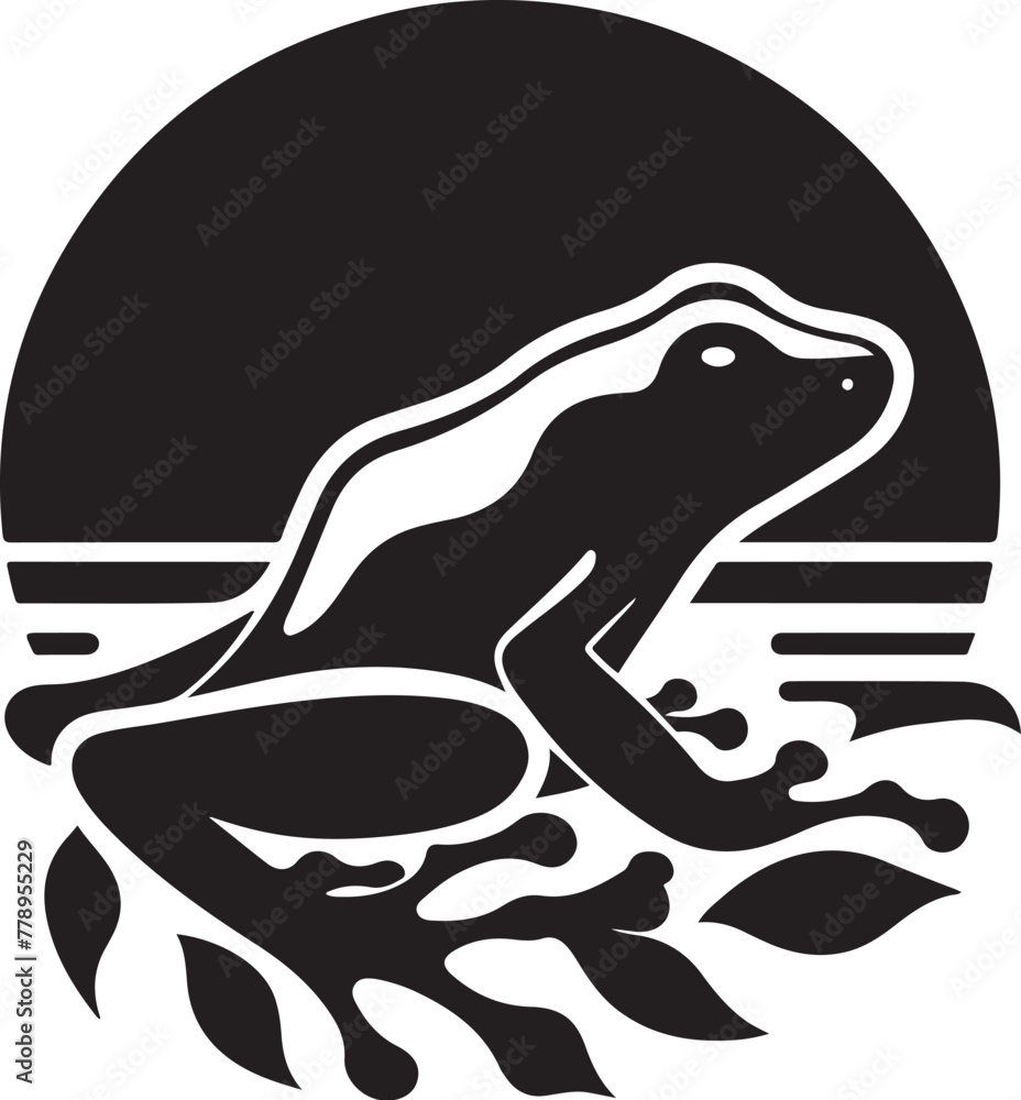 Obraz premium VECTORIZED POISONO FROG SILHOUETTE FOR DIGITAL CONTENT CREATION, VECTORIZED AMAZON POISONO FROG IMAGES FOR PRINTS, DIGITAL STIKERS, SOCIAL NETWORKS AND ANIMATED LOGOS