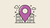 Flat Design Location Pin Icon on White Background: Ideal for Map Composition and Regional Marking