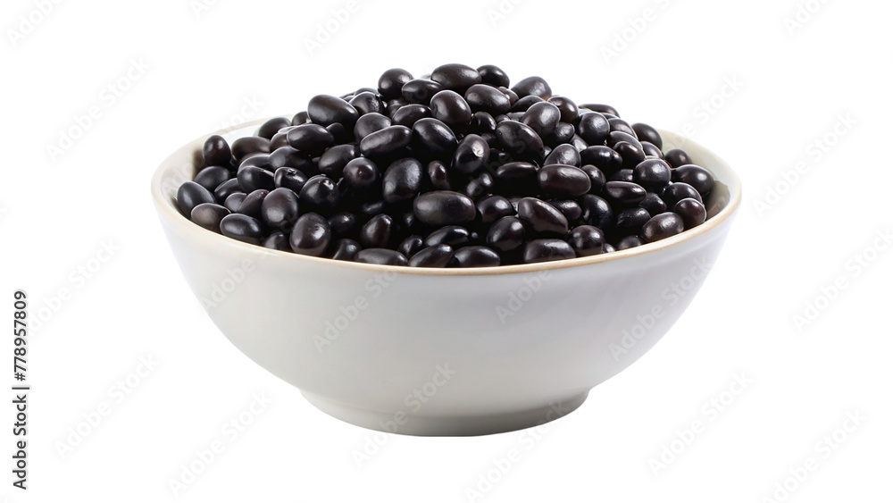 Black beans in a bowl isolated on transparent background. Black beans. Black beans in a bowl isolated on transparent background. Black beans.