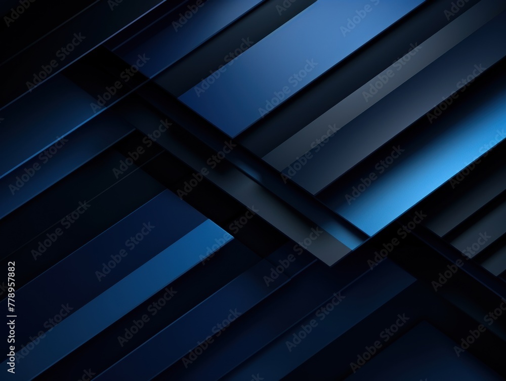 Navy Blue and black modern abstract squares background with dark background in blue striped in the style of futuristic chromatic waves, colorful minimalism pattern  - obrazy, fototapety, plakaty 