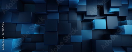 Navy Blue and black modern abstract squares background with dark background in blue striped in the style of futuristic chromatic waves  colorful minimalism pattern 