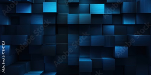 Navy Blue and black modern abstract squares background with dark background in blue striped in the style of futuristic chromatic waves, colorful minimalism pattern 