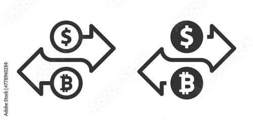 Bitcoin dollar swap icon. Vector illustration.