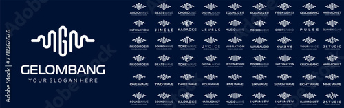 abstract logos combined audio element with letters from A to Z and numbers from 1 to 9. vector illustration
