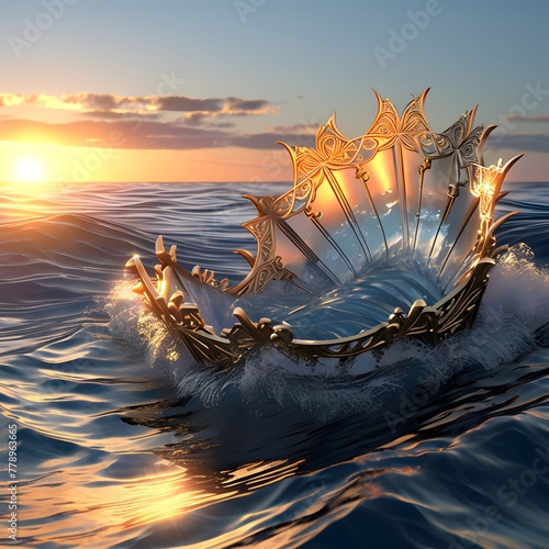 A crown floating in the oean photo