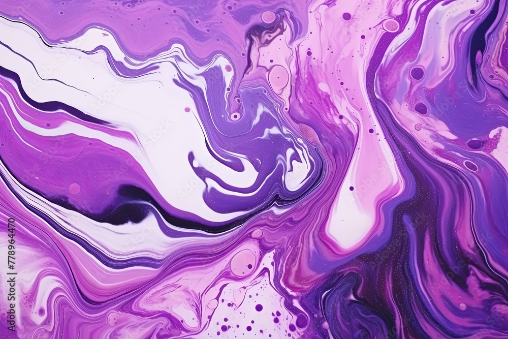 Violet fluid art marbling paint textured background with copy space blank texture design 
