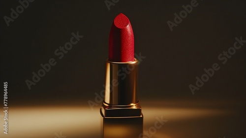 a close up of a red lipstick photo
