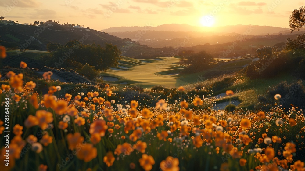 Fototapeta premium a beautiful view of a golf course