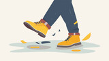 Slip accident flat icon of vector illustration 2d f