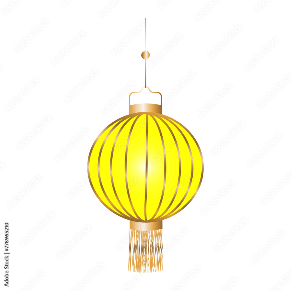 Yellow Chinese flashlight on a white background. Vector illustration Yellow Chinese flashlight on a white background. Vector illustration
