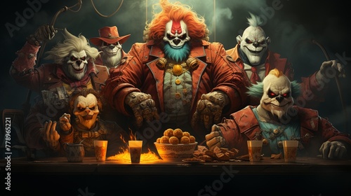A circus troupe employing their talents to entrap and reform junk food villains illustration
