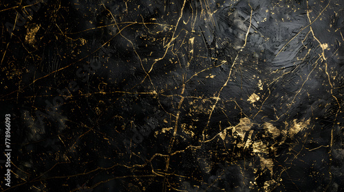 Black and gold luxury textured abstract distressed desktop pc background banner with scratches