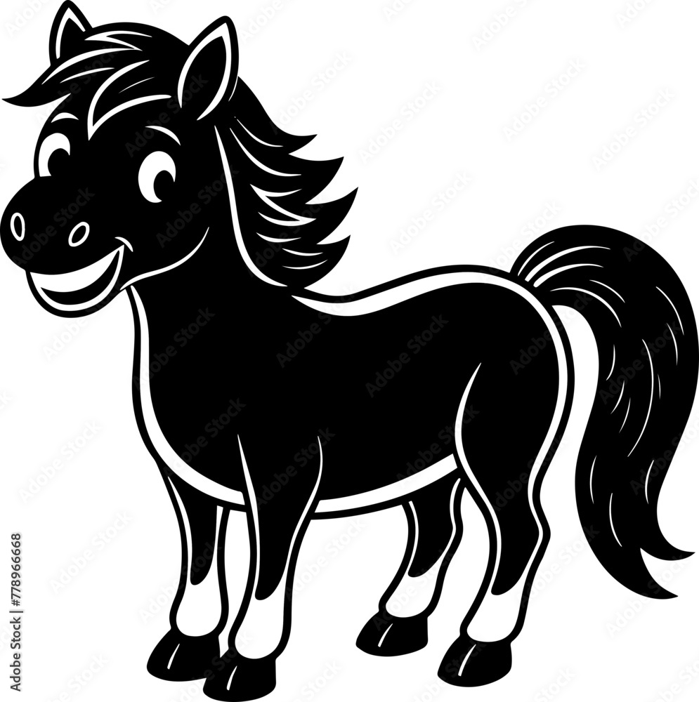 Farm Animal Vector: Cute Happy Horse Illustration Farm Animal Vector: Cute Happy Horse Illustration