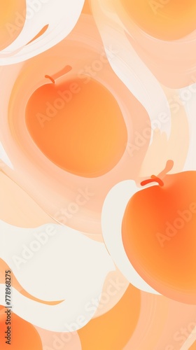 Peach and white flat digital illustration canvas with abstract graffiti and copy space for text background pattern
