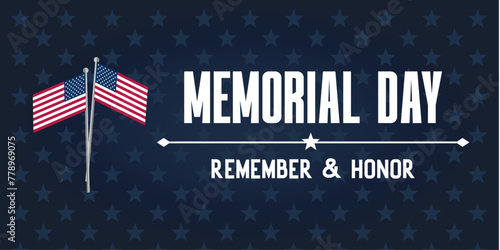 dark pattern background with stars memorial day banner poster american flags