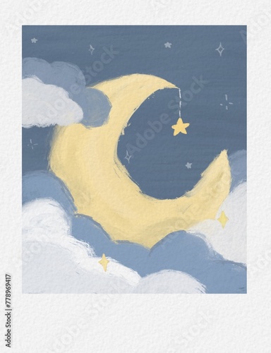 Cute nights with stars and moon postcard