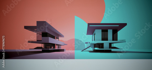 illustrazione di poster con edifici dalle architetture moderne photo