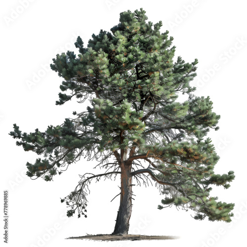 A large pine tree with no leaves on it. The tree is bare and has no foliage. It is a very tall tree and is the only thing visible in the image. Generative AI